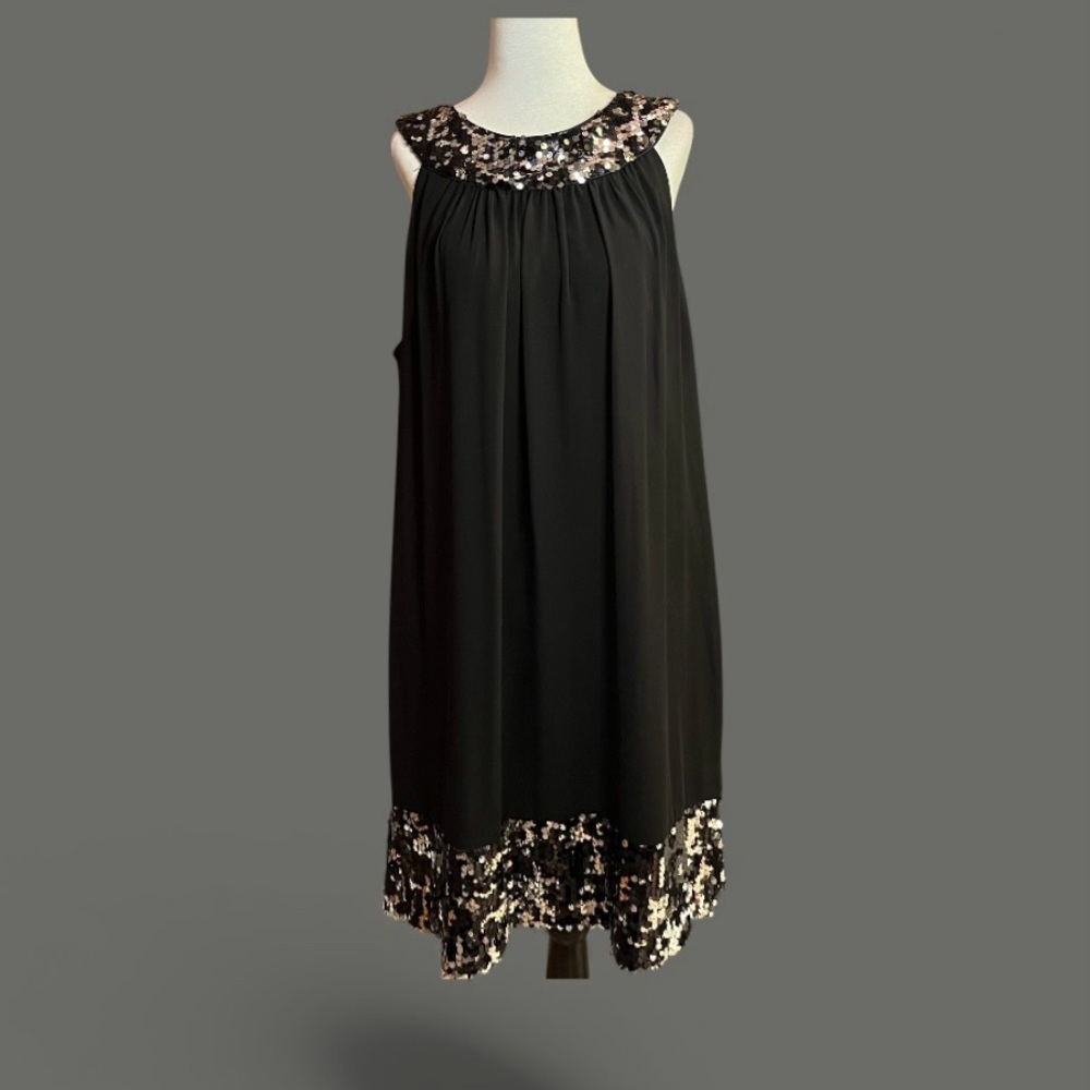 LAURA Black Sequin Shift Dress Size 14 PRISTINE/Worn Once